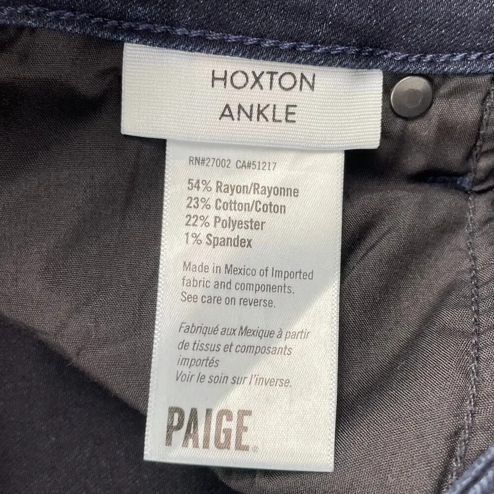 PAIGE Hoxton Ankle High Rise Skinny Jeans Womens 24 Corsica Dark Wash Blue
